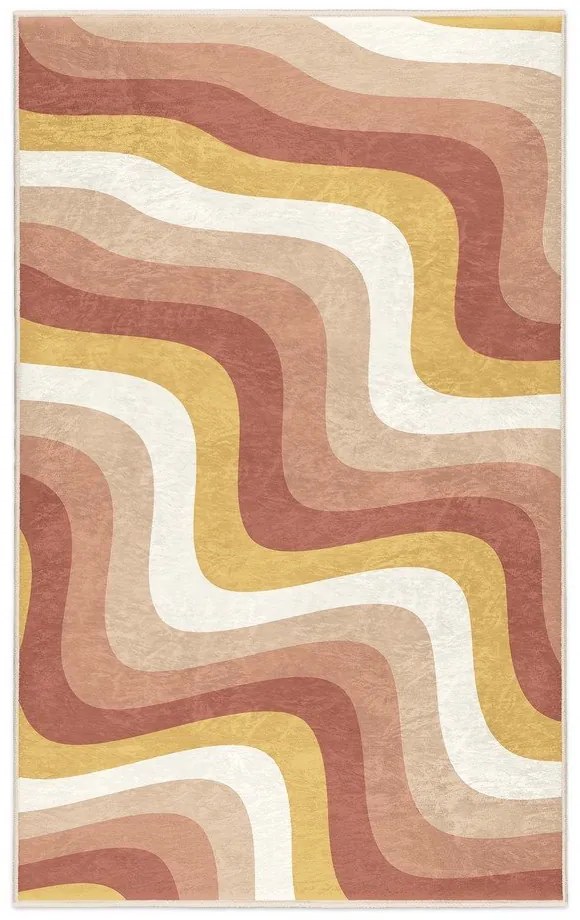 Żółto-szaroróżowy dywan odpowiedni do prania 60x100 cm Creamy Strawberry Swirl – Mila Home