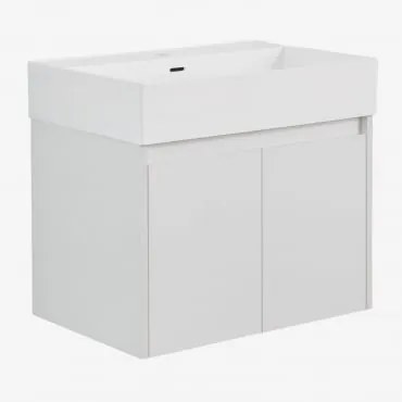 Zestaw Wiszących Mebli Łazienkowych Zintegrowany Z Umywalką Genevie Matowy Biały - Sklum