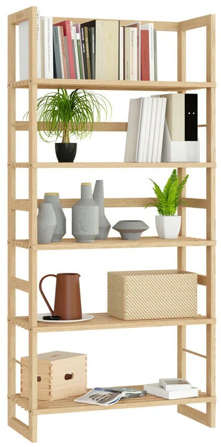 Drewniany regał ÖLAND, 58x27x136cm, 5 półek, brązowy Casaria