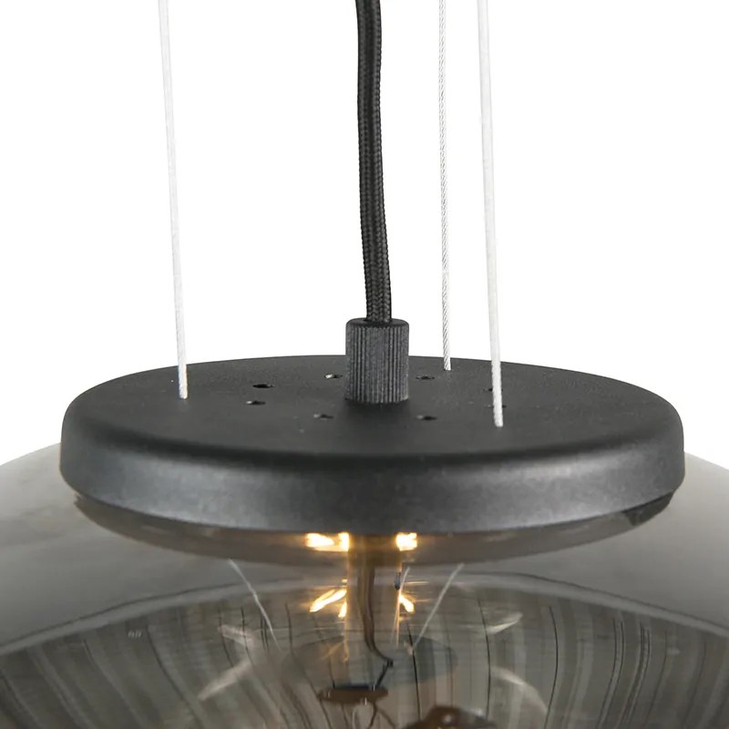 Zestaw 2 designerskich lamp wiszących czarnych z dymionym szkłem - Bliss Retro Oswietlenie wewnetrzne