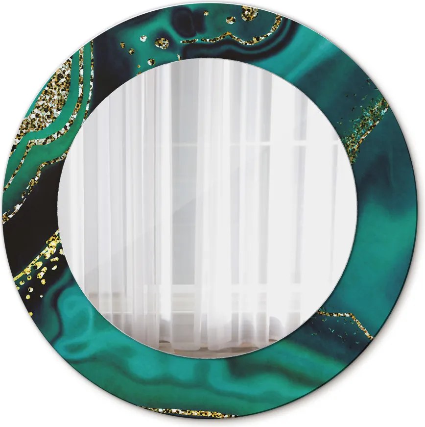 Lustro z nadrukiem dekoracyjne okrągłe Szmaragdowy marmur