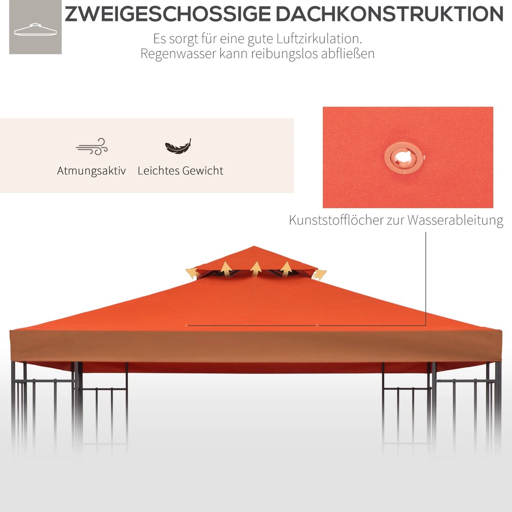 Outsunny Wymiana Dachu do Pawilonu Ogrodowego Terra Poliester 3x3m | Aosom PL