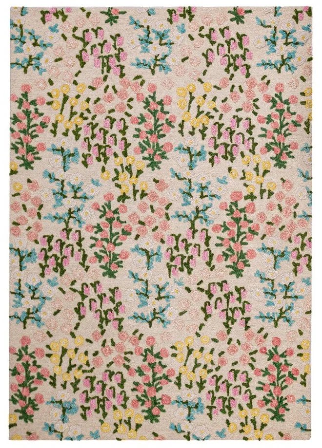 Kremowy wełniany dywan tkany ręcznie 120x170 cm Emilia Floral – Flair Rugs