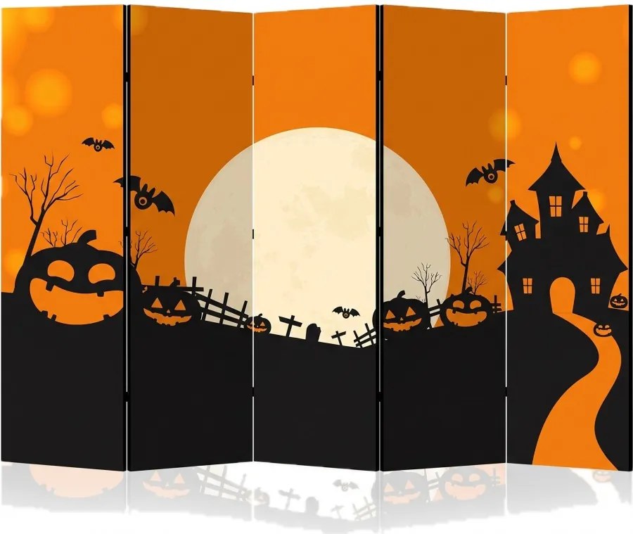 Parawan pokojowy 5-częściowy 225x172 Dwustronny dekoracyjny bajkowy halloween Wielokolorowy Noc Halloween