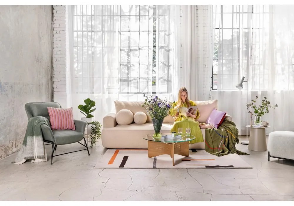 Niebieska rozkładana sofa z materiału bouclé 247 cm Quinoa – Bonami Selection