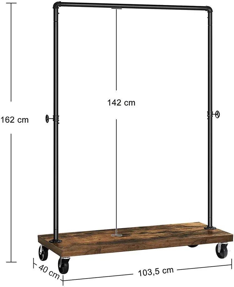 Wieszak na kółkach do industrialnego wnętrza C2-T31