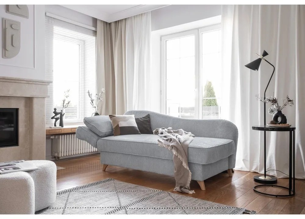 Jasnoszary sztruksowy szezlong (lewostronny) Chic Charlotte – Miuform