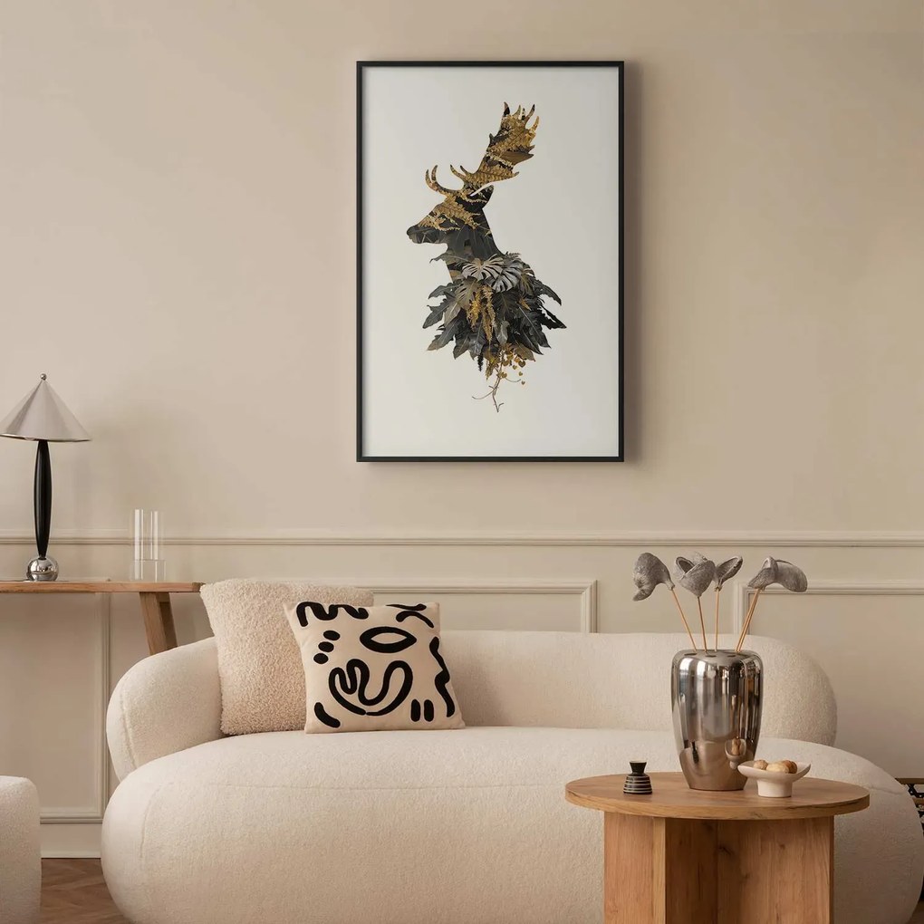 Plakat Leśny jeleń 40x60 cm z ramą czarną z marginesem ARTGEIST B