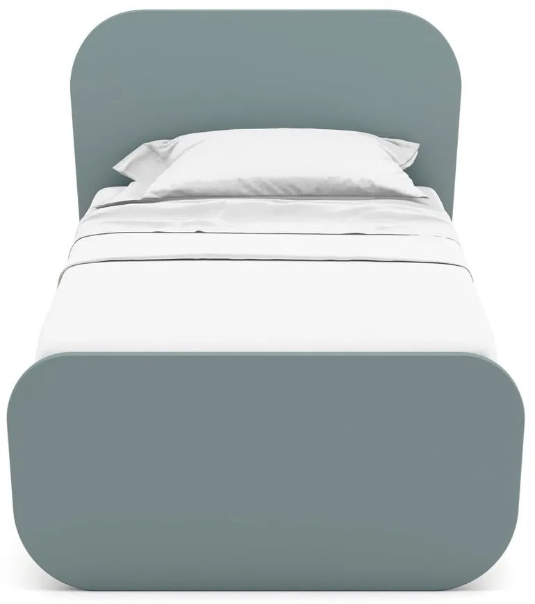 Szarozielone łóżko dziecięce w dekorze sosny ze stelażem 90x190 cm Esteban – Marckeric