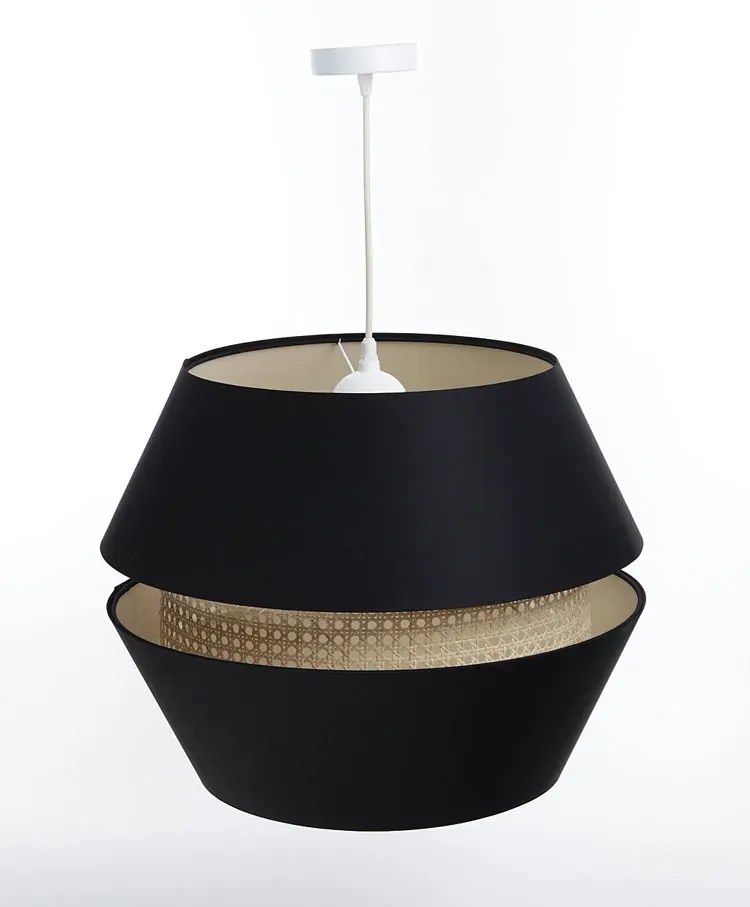 Czarna lampa wisząca boho z podwójnym abażurem - A348 G0-N28