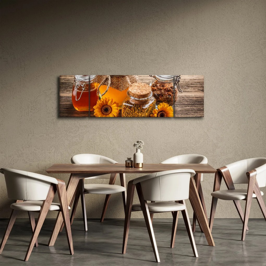 Obraz - Martwa natura z słoikami miodu (170x50 cm)