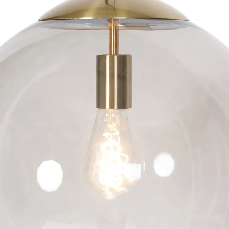 Nowoczesna lampa wisząca mosiężna z dymionym szkłem 40 cm - Ball