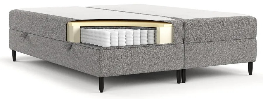 Szare łóżko boxspring ze schowkiem 200x200 cm Malte – Maison de Rêve