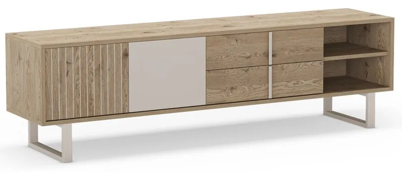 Szara szafka pod TV w dekorze dębu 180x51,5 cm Millay – Marckeric