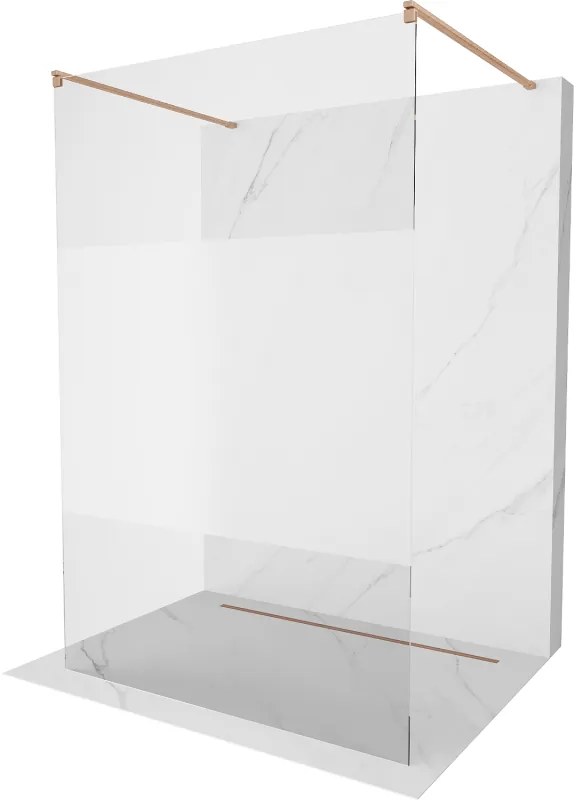 Mexen Kioto ścianka prysznicowa wolnostojąca 130 x 200 cm, transparent/szron 8 mm, miedź szczotkowana - 800-130-002-65-35