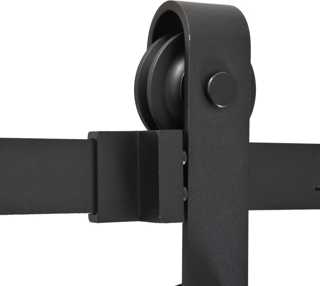 HOMCOM Zestaw szyn gleitowych do drzwi przesuwnych, do 90 kg, stal węglowa, 200 cm, czarny, w zestawie narzędzia