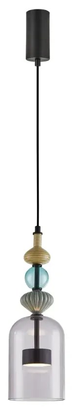 Czarna lampa wisząca ze szklanym kloszem - K396 M3-S51