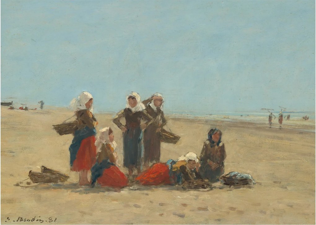 Obraz - Eugène Boudin, Women on the Beach at Berck, reprodukcje (70x50 cm)