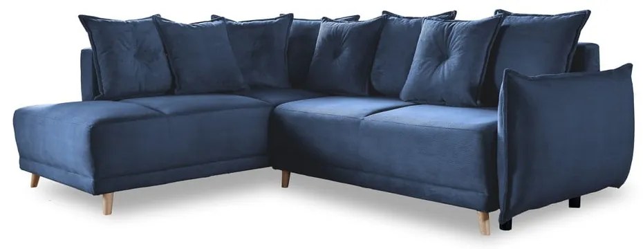 Ciemnoniebieski sztruksowy rozkładany narożnik (lewostronny) Lazy Lukka – Miuform
