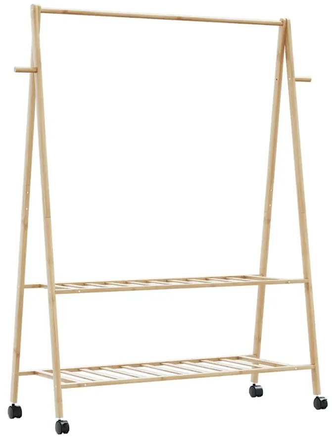 Wieszak stojący na ubrania z półkami i kółkami 132cm - Tempra 4X