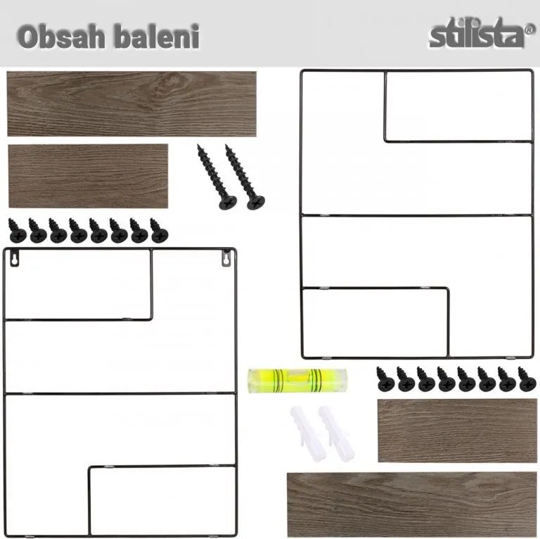 STILISTA Półka ścienna, ciemna drewno, 40 x 49,5 x 11,5 cm