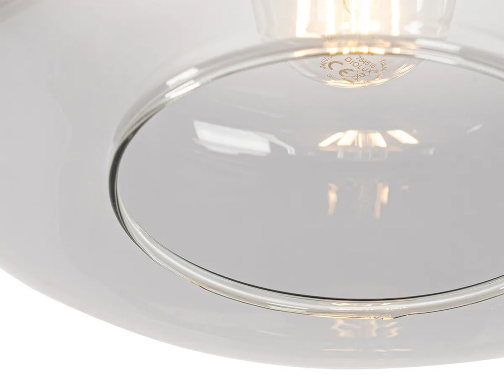 Lampa wisząca w stylu art deco czarna z dymionym szkłem - Bizle ArtDeco Oswietlenie wewnetrzne