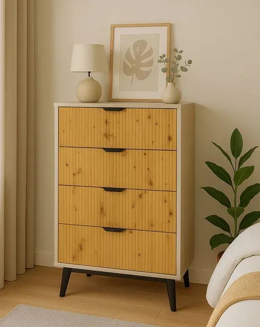 Komoda na nóżkach z 4 szufladami kaszmir + dąb artisan S9-Z31