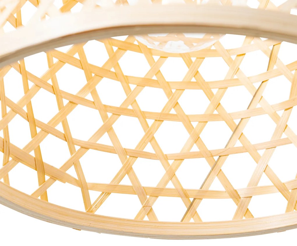 Orientalna lampa wisząca czarna z bambusowym - RayanKolonialny Oswietlenie wewnetrzne