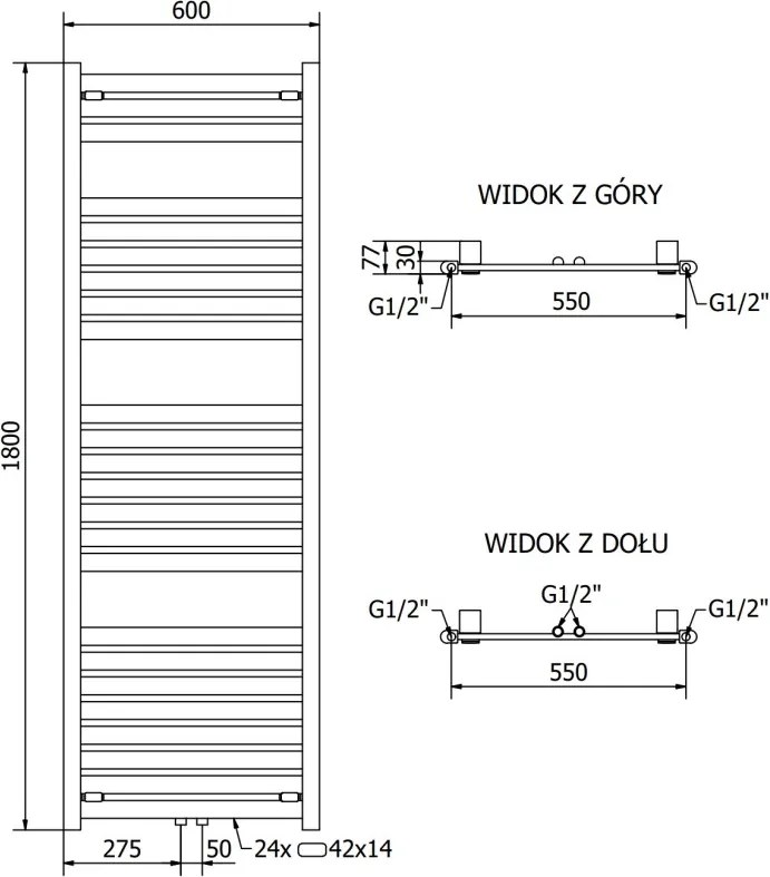 Mexen Uran grzejnik elektryczny 1800 x 600 mm, 900 W, czarny - W105-1800-600-2900-70