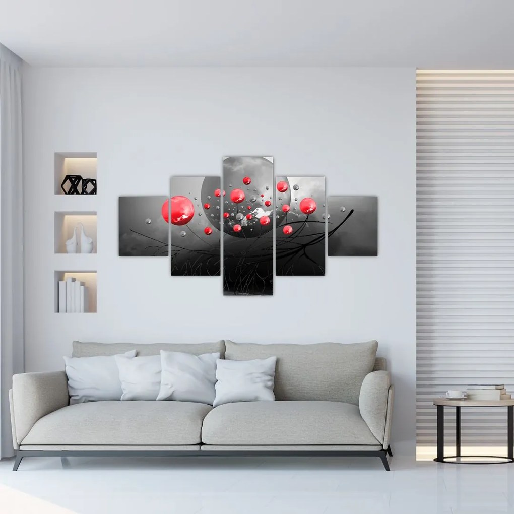 Obraz czerwonych abstrakcyjnych kul (125x70 cm)
