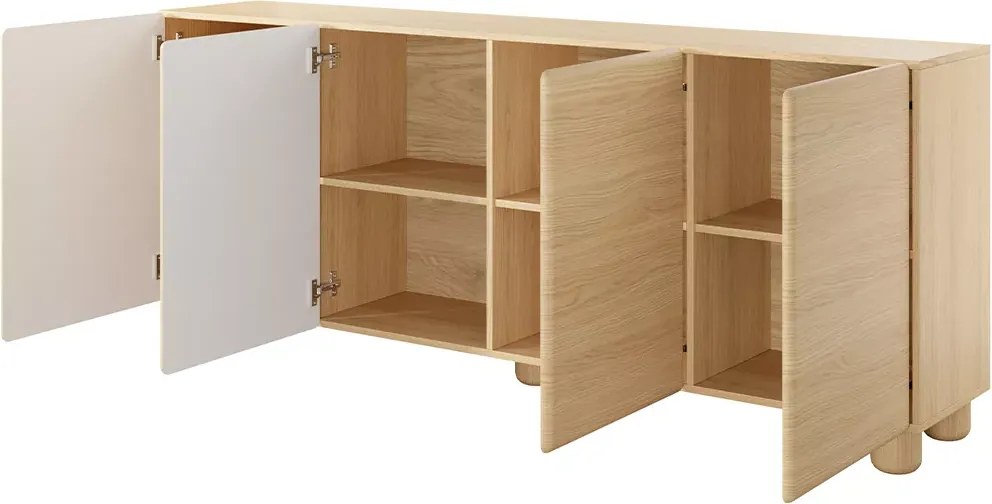 Komoda Zissa 4D 200 cm – duża komoda do salonu, nowoczesna, dąb Vicenza, bez uchwytów