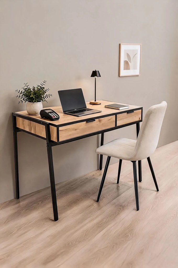 Nowoczesne biurko loftowe dąb craft czarny W9-K74