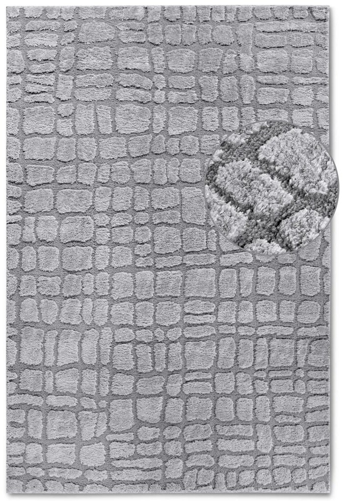 Dywan nowoczesny 3D Elle Collection Gallery Cegiełki szary 80 cm x 120 cm