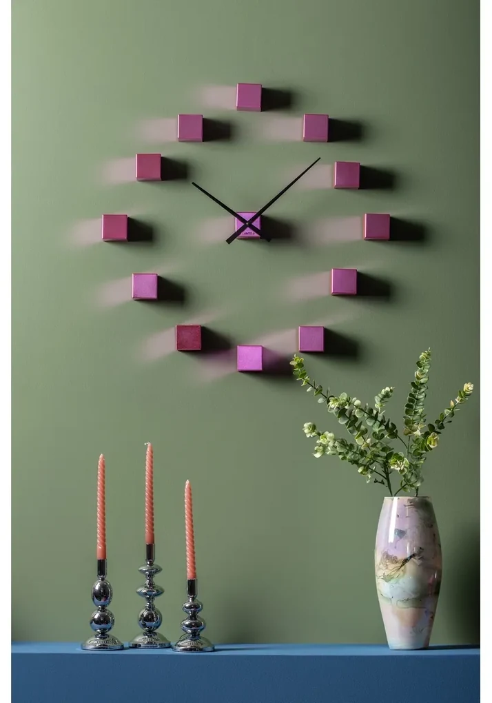 Karlsson KA5974PI designerski zegar ścienny naklejany różowy, śr. 80 cm