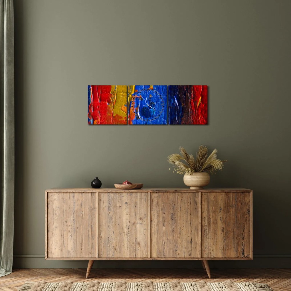 Obraz malarskich kolorów (z zegarem) (90x30 cm)