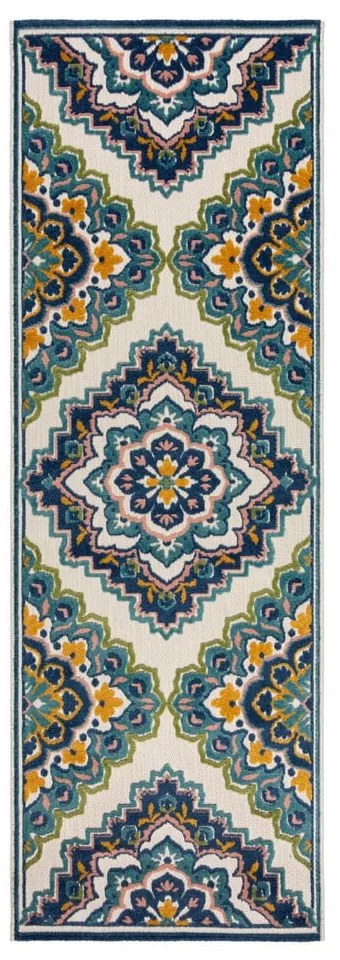 Niebieski dywan odpowiedni na zewnątrz 80x230 cm Beach Floral – Flair Rugs
