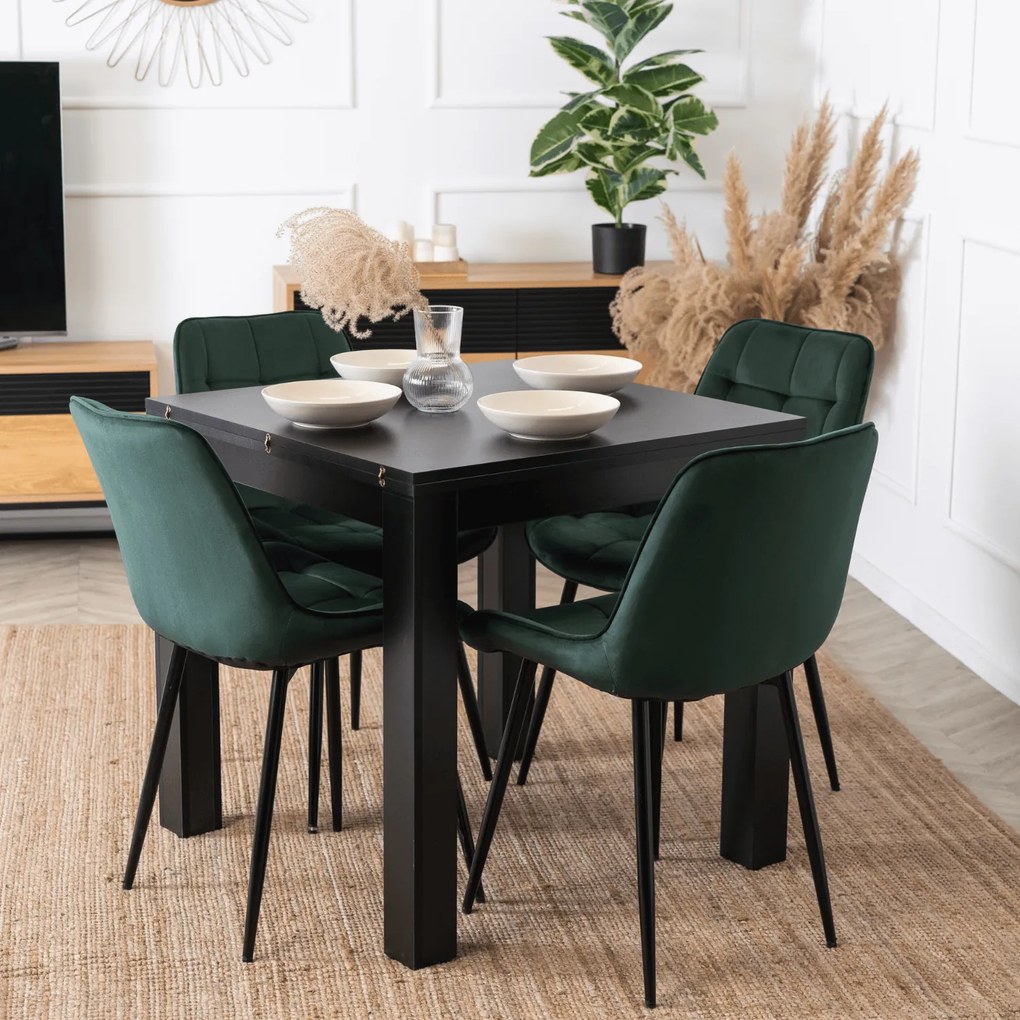 Stół Kwadratowy Rozkładany MAX 80-160 cm Czarny Nowoczesny Loft