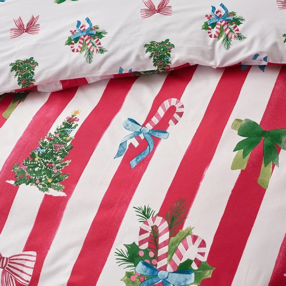 Czerwono-biała pościel dwuosobowa 230x220 cm Christmas Stripe – Catherine Lansfield