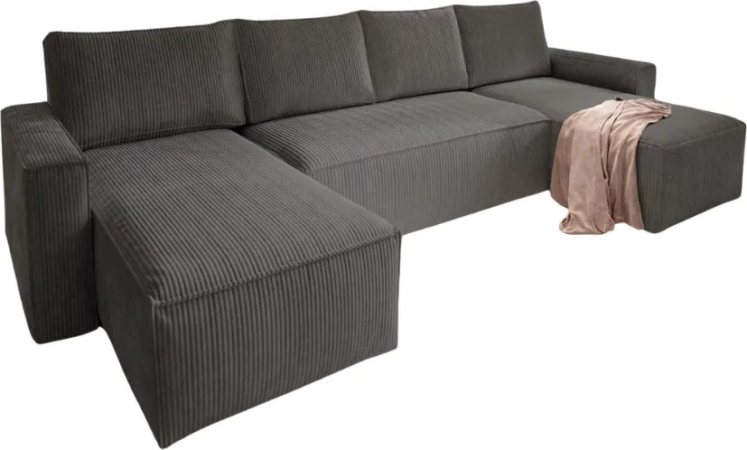 PROMOCJA Ciemnoszary narożnik w kształcie litery U SMART COSARO 295x140 cm II. jakość