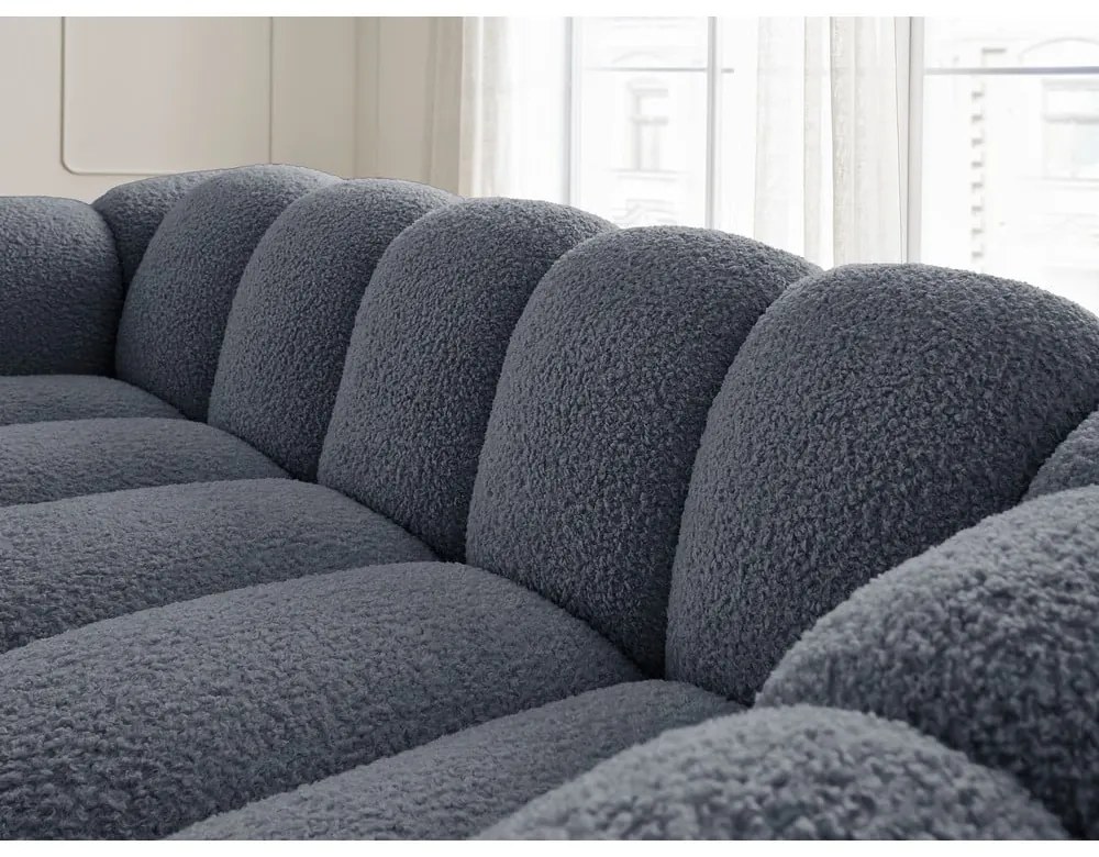 Ciemnoszara sofa z materiału bouclé 232 cm Hippolyte – Bobochic Paris