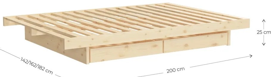 Naturalne łóżko dwuosobowe z litego drewna sosnowego 180x200 cm Kanso – Karup Design