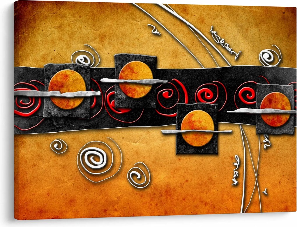 Abstrakcyjny obraz - Planety (70x50 cm)