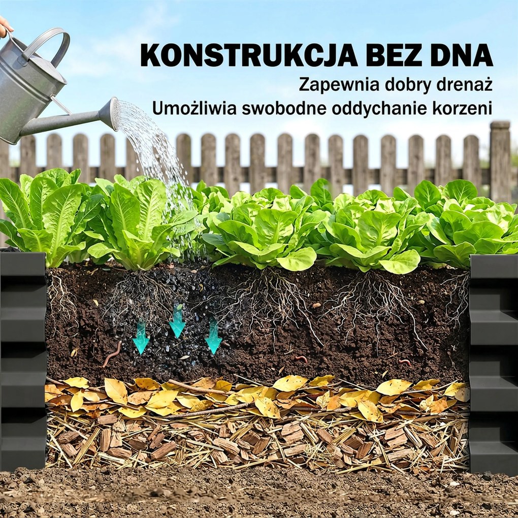 Outsunny Wysoka grządka do ogrodu, ziołowy, odporna na warunki atmosferyczne, otwarta podstawa, 100 x 60 x 30 cm, Dunkelgrau