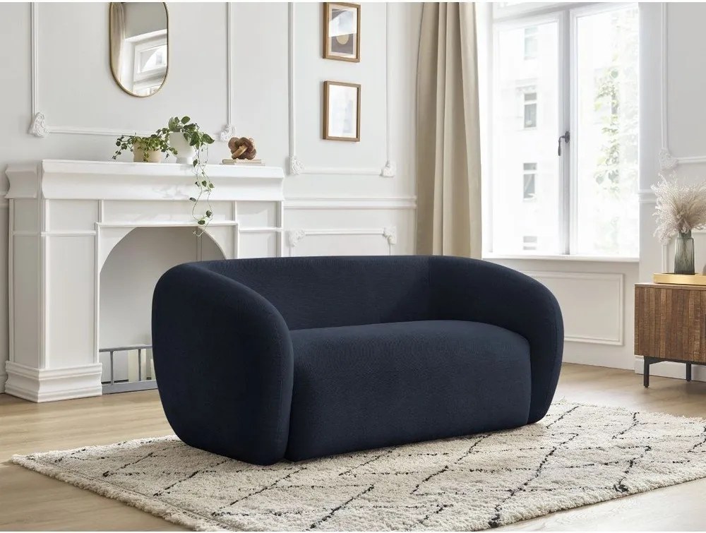 Ciemnoniebieska sofa z tkaniny szenilowej 160 cm Celine – Bobochic Paris