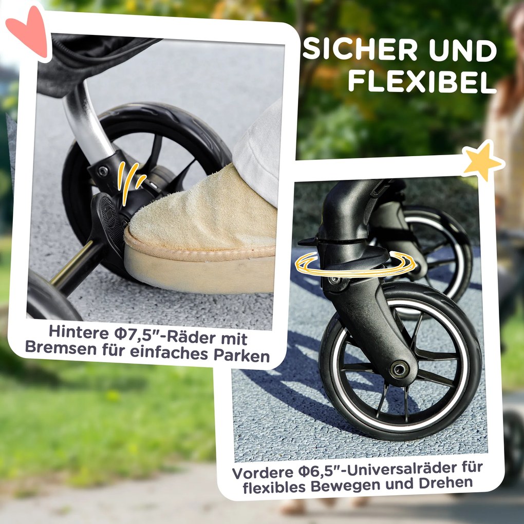 PawHut Wózek dla Psów, Lekki i Składany Transport dla Małych Psów, Zmywalna Poduszka, Okna z Siatki, Szary