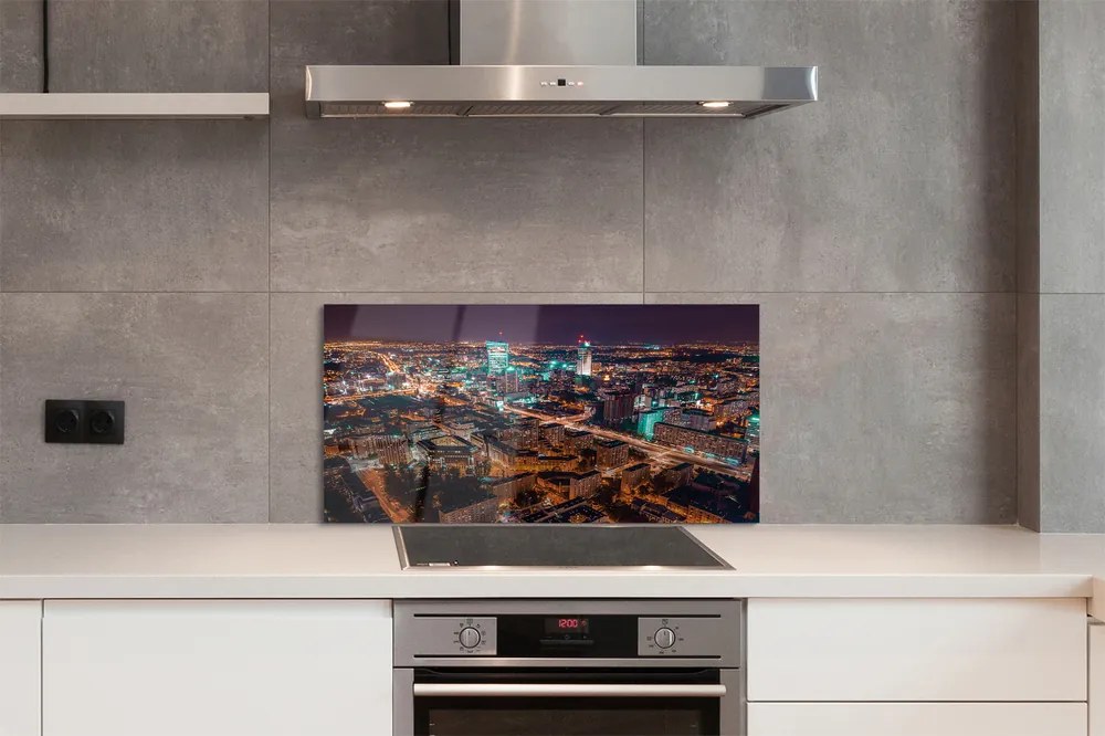 Szkło do Kuchni na Ścianę Nocna Panorama Stolicy