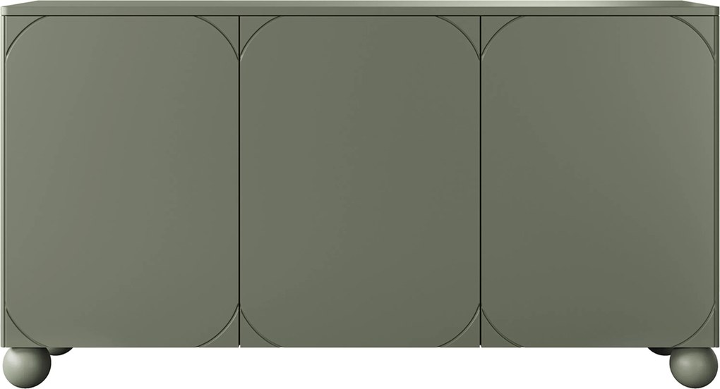 Komoda Sonatia II 150 cm trzydrzwiowa - oliwka / nogi kule