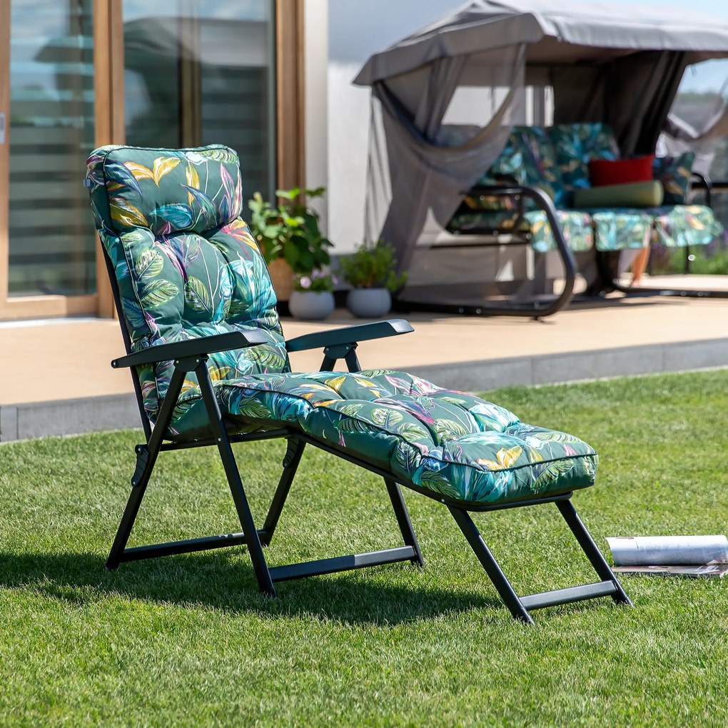 Leżak ogrodowy z podnóżkiem Lena Lounger Black Edition G058-02PB PATIO