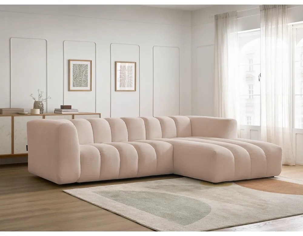 Beżowy narożnik (prawostronny/z szezlongiem) Talia – Bobochic Paris