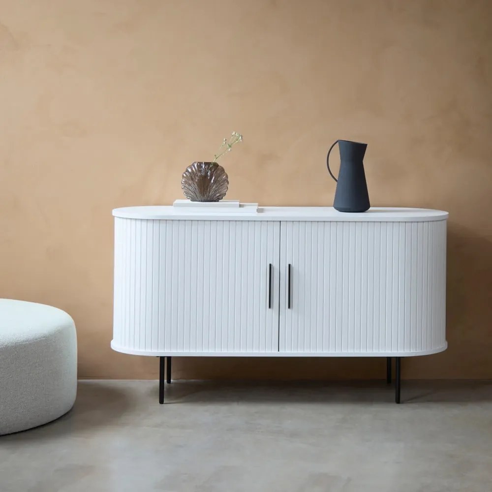 Biała komoda z drzwiami przesuwnymi 120x76x45 cm Nola – Unique Furniture